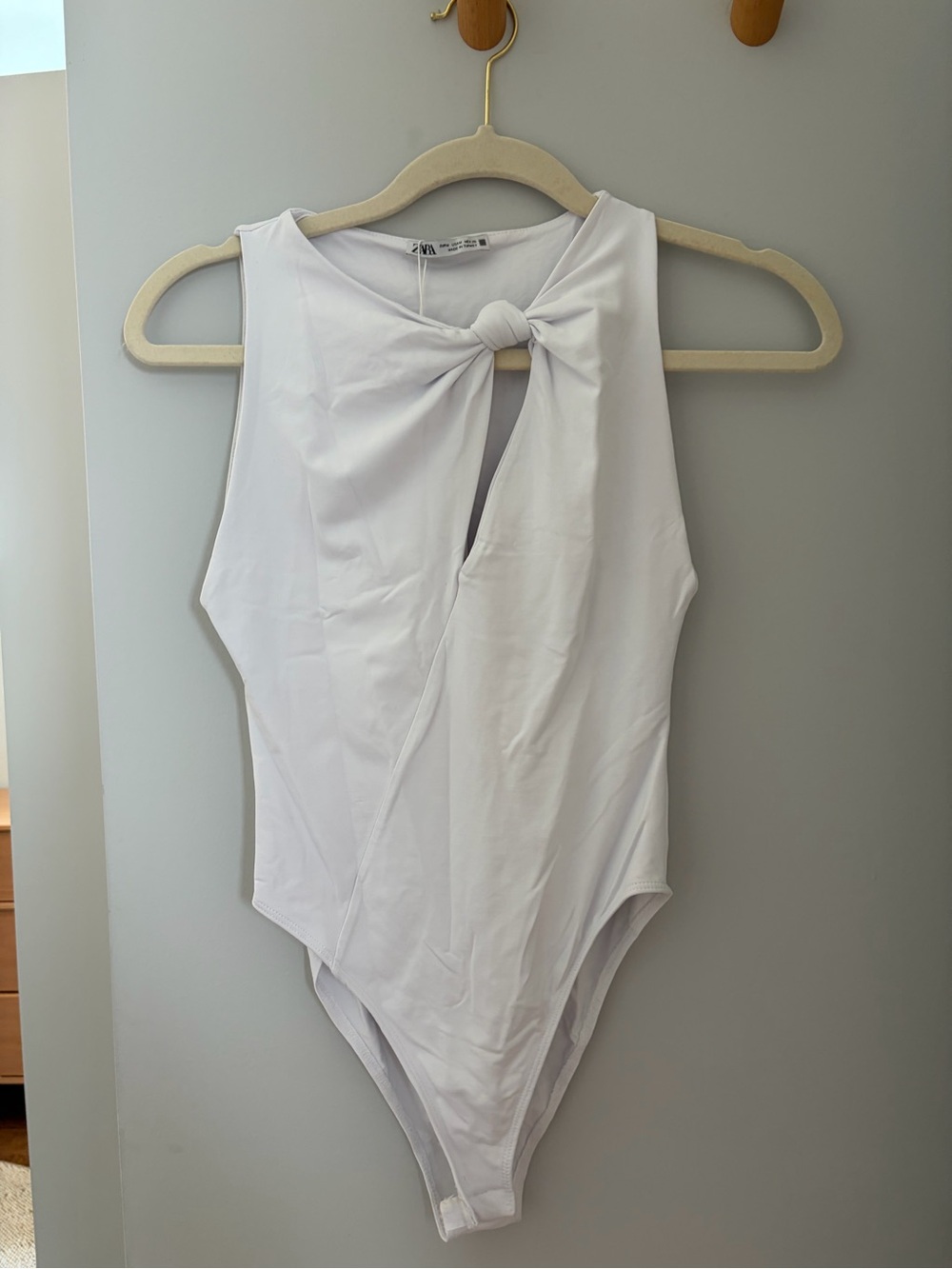 Kids White Twist-Front One-Piece Swimsuit